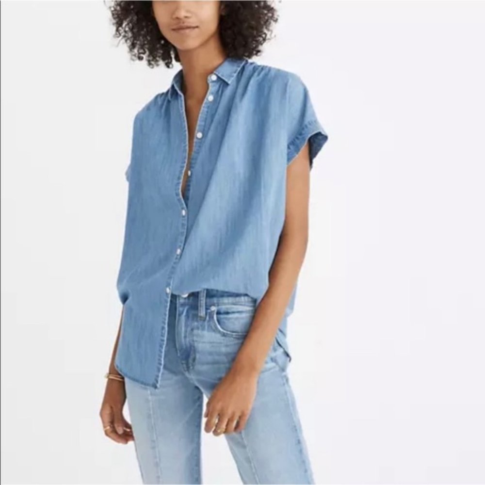 Madewell chambray indigo cap sleeve shirt size XS